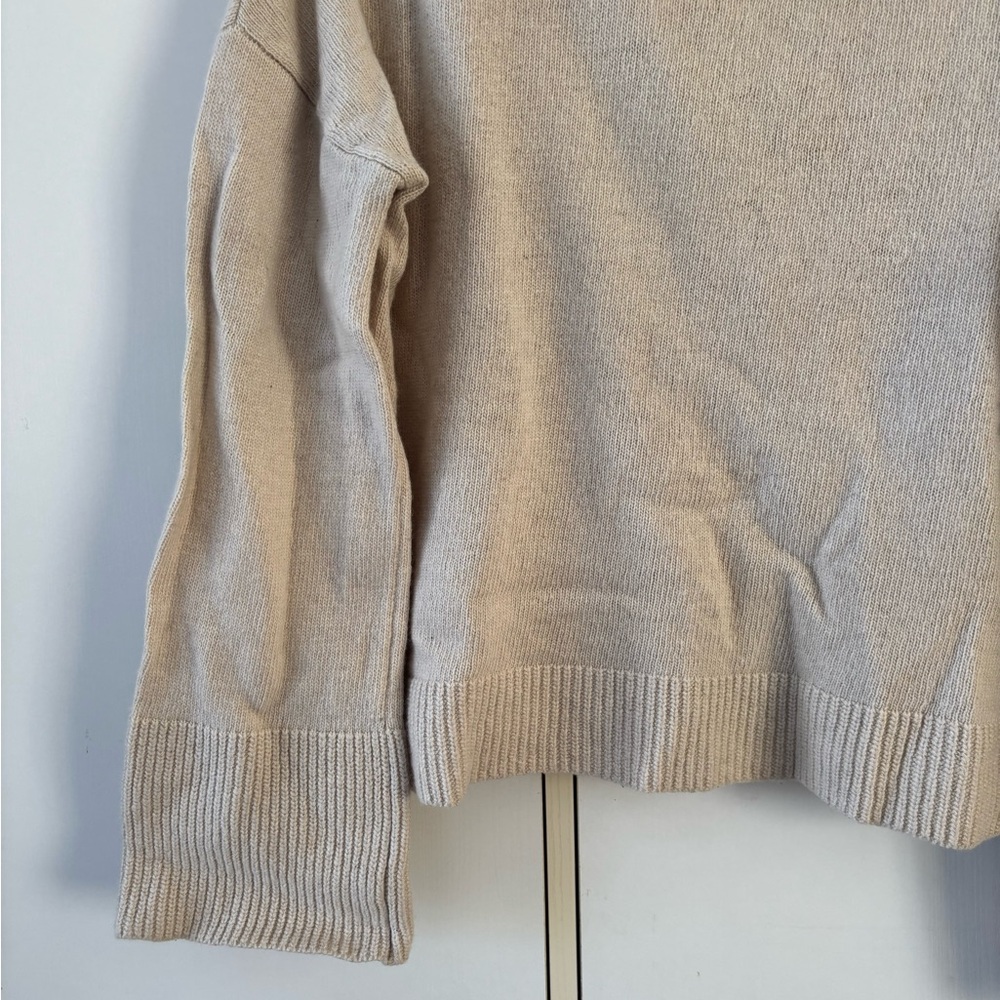Contemporaine Simons Women's Cream Sweater Knit Wool Blend Colar Large Sleeves - Picture 3 of 9